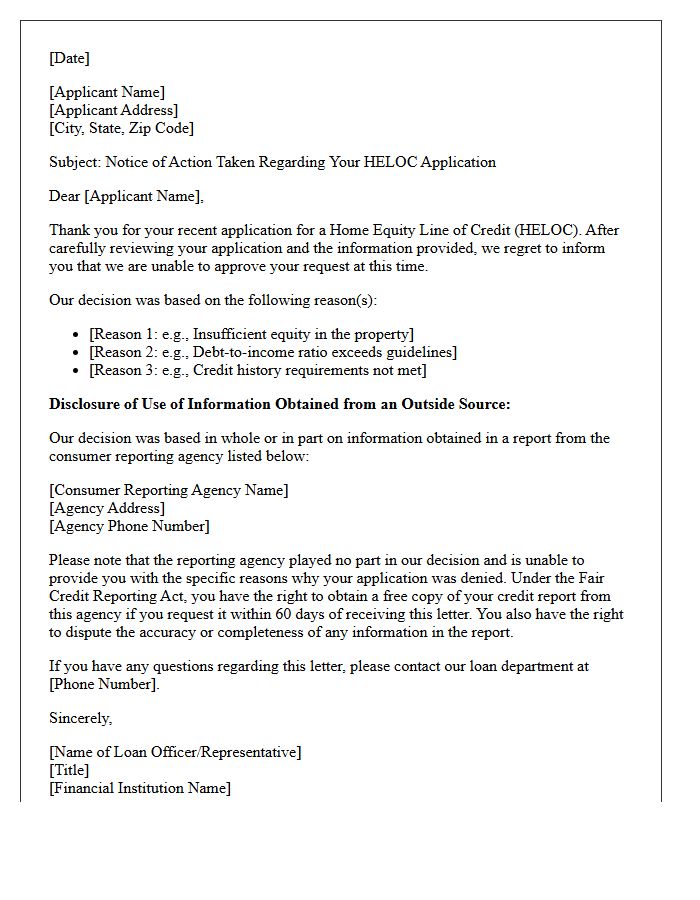 Home Equity Line Of Credit Denial Letter