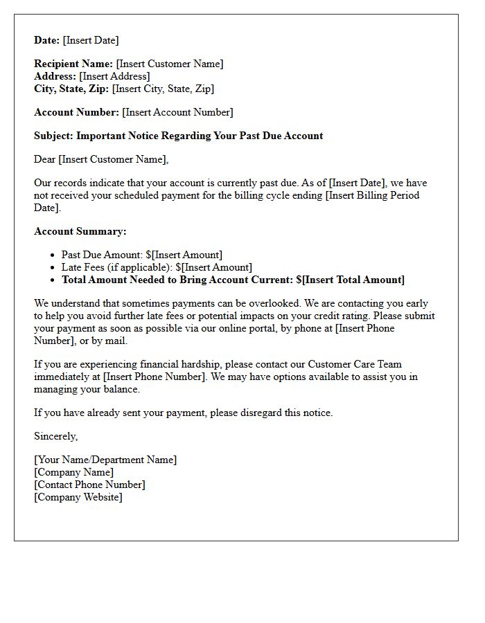 Early Intervention Delinquency Notice Letter
