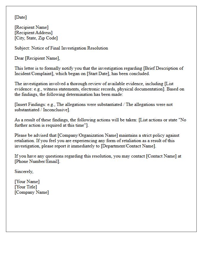 Final Investigation Resolution Letter