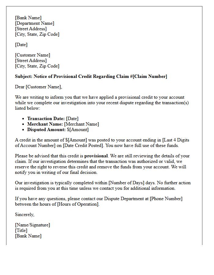 Provisional Credit Approval Letter