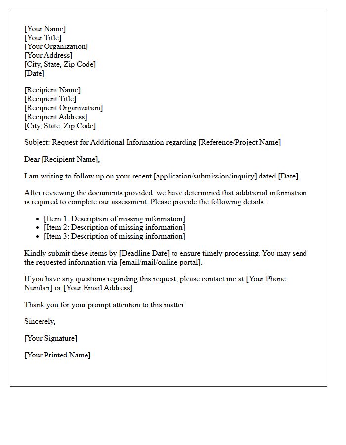 Request For Additional Information Letter