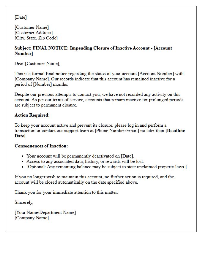 Final Notice Letter Regarding Prolonged Inactive Account Status