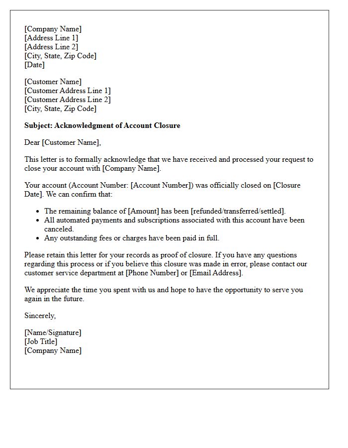Letter of Account Closure Acknowledgment