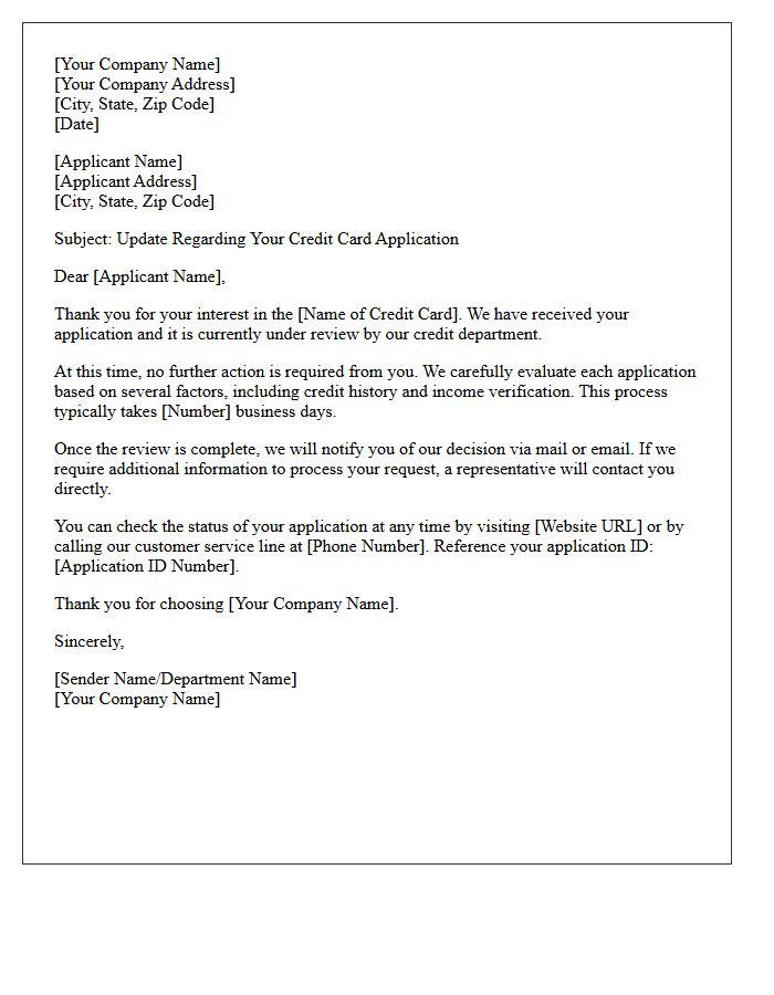 Credit Card Application Pending Review Letter