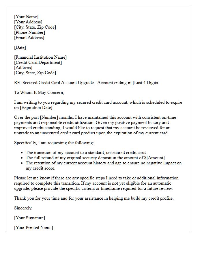 Secured Credit Card Expiration and Upgrade Letter
