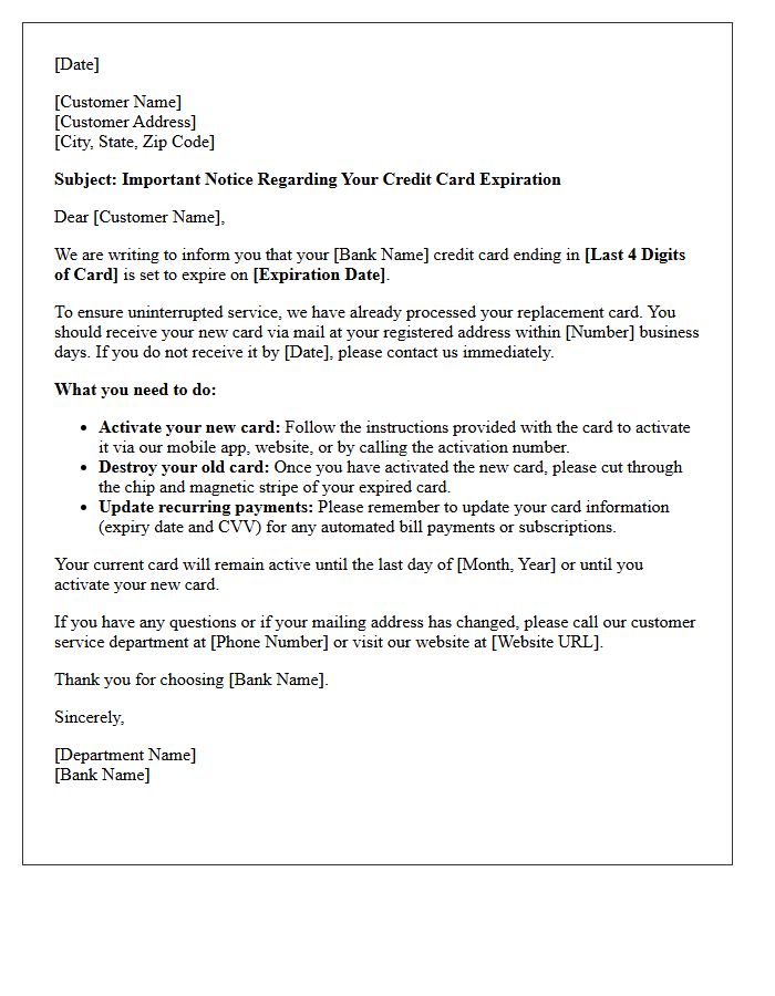 Standard Credit Card Expiration Notice Letter