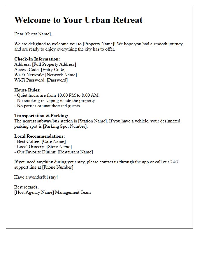 Urban Short-Term Rental Host Agency Welcome Letter