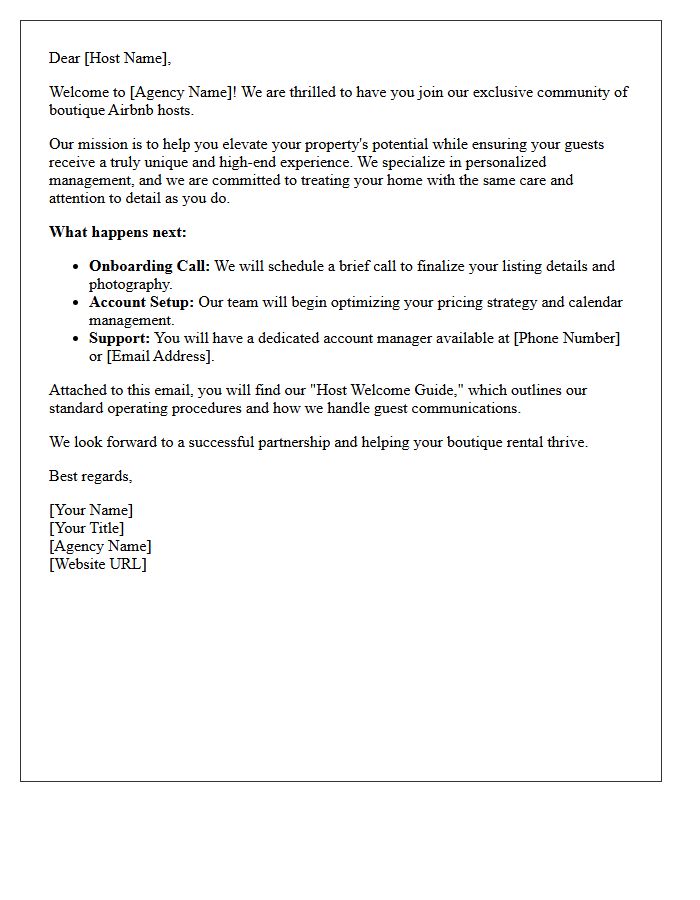Welcome Letter to the Agency for Boutique Airbnb Hosts