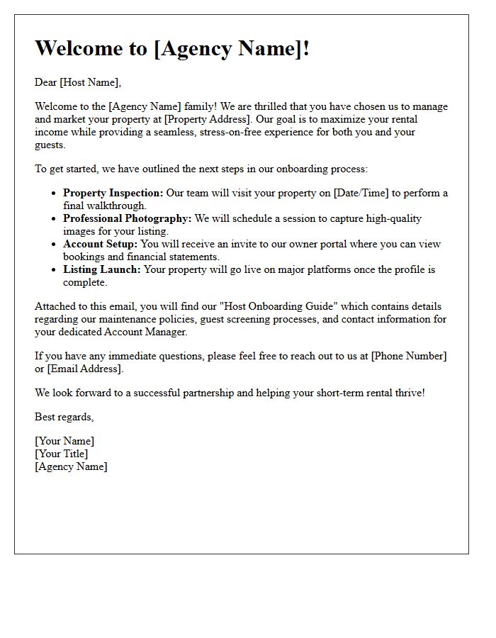 Welcome to the Agency Letter for New Short-Term Rental Hosts