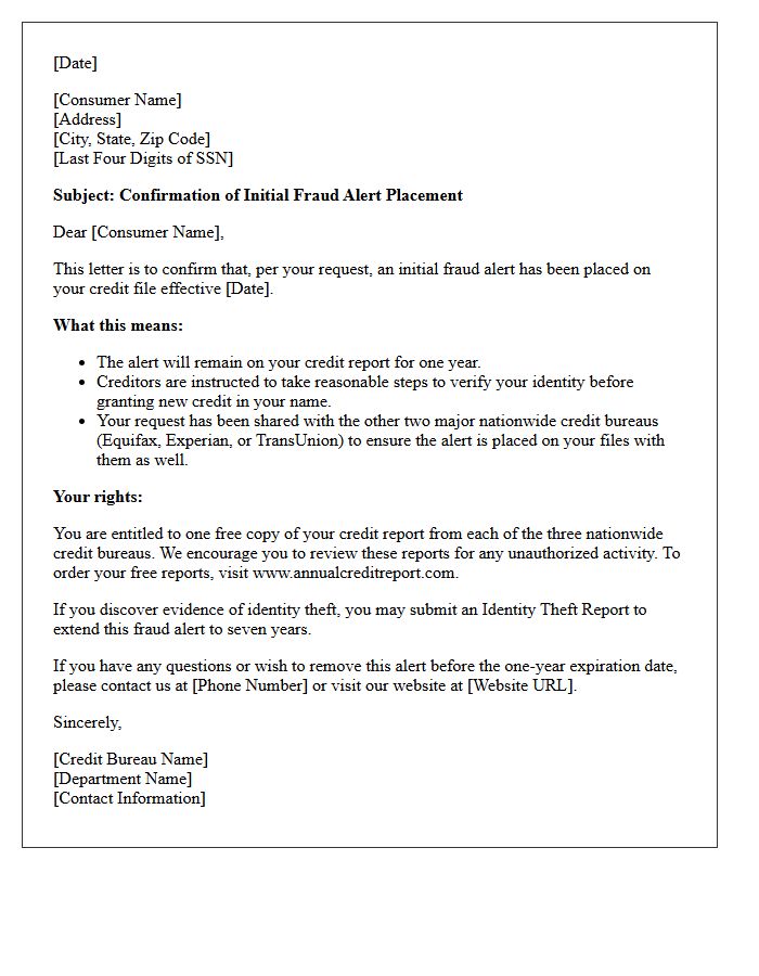 Confirmation of Initial Fraud Alert Placement Letter