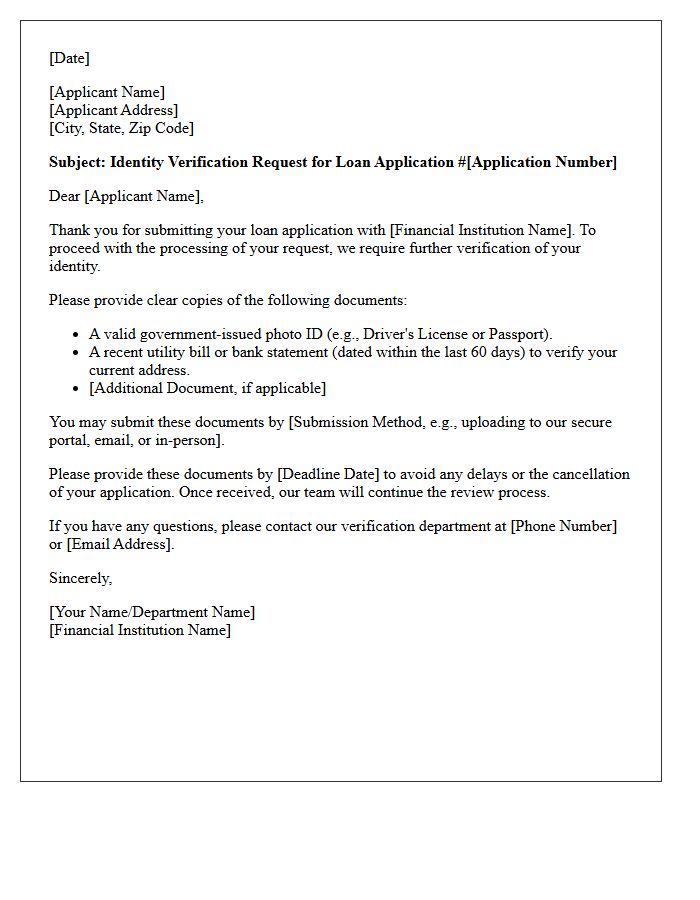 Letter Requesting Identity Verification for Loan Application