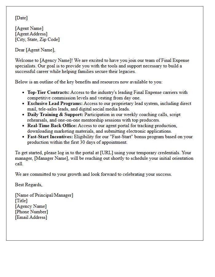Welcome Letter Outlining Your Final Expense Agency Benefits