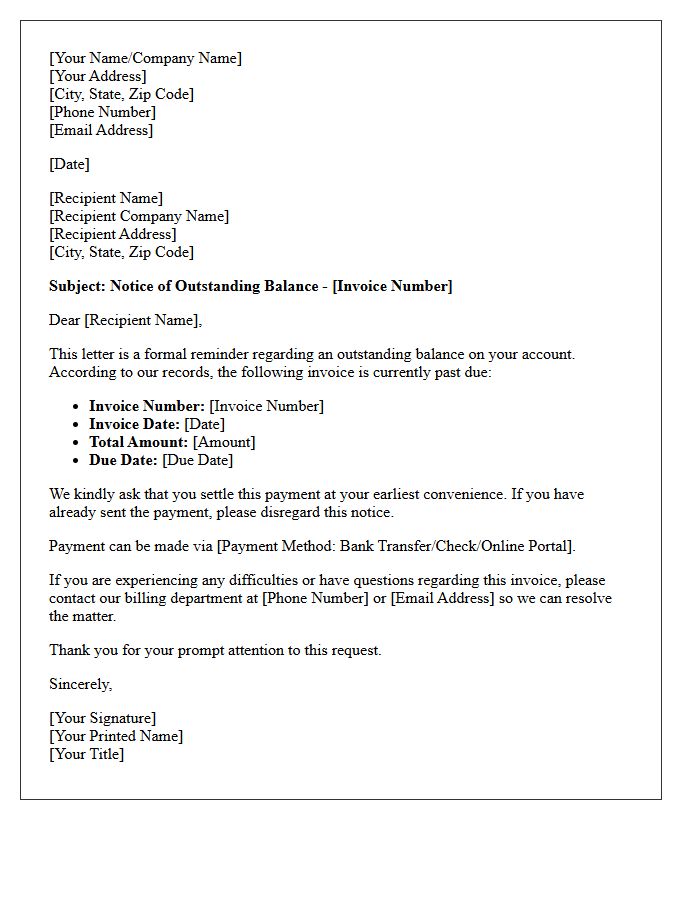 Outstanding Balance Request Letter