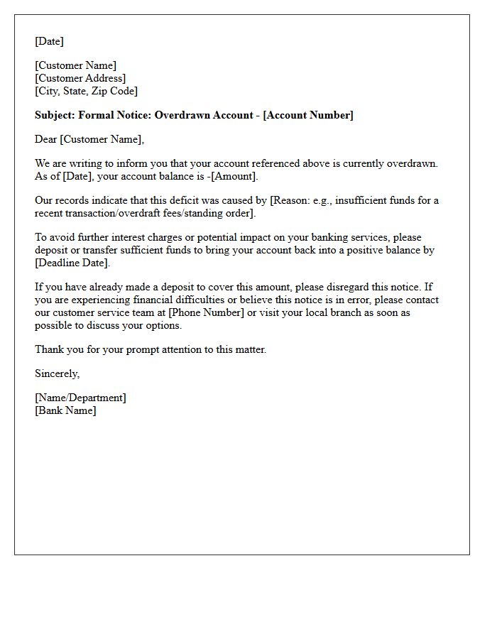 Overdrawn Account Warning Letter