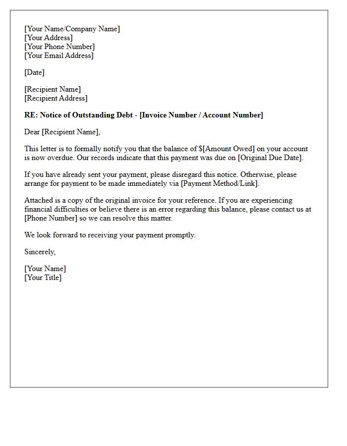 First Contact Debt Recovery Letter