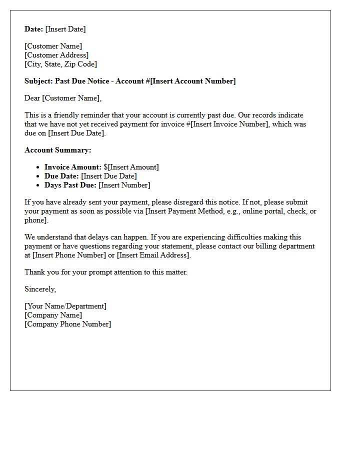 First Notice of Account Delinquency Letter
