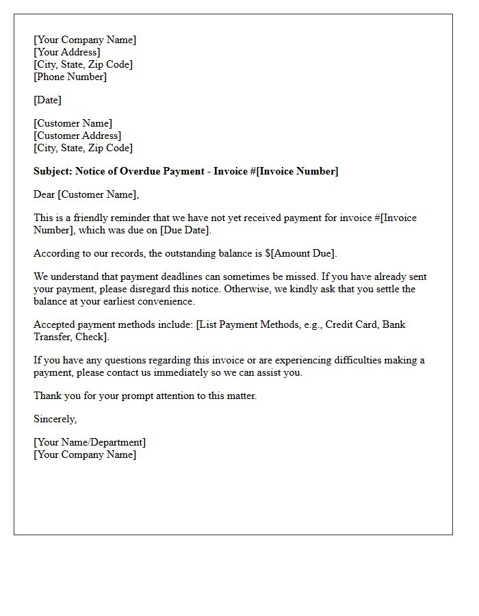 First Notice of Overdue Payment Letter