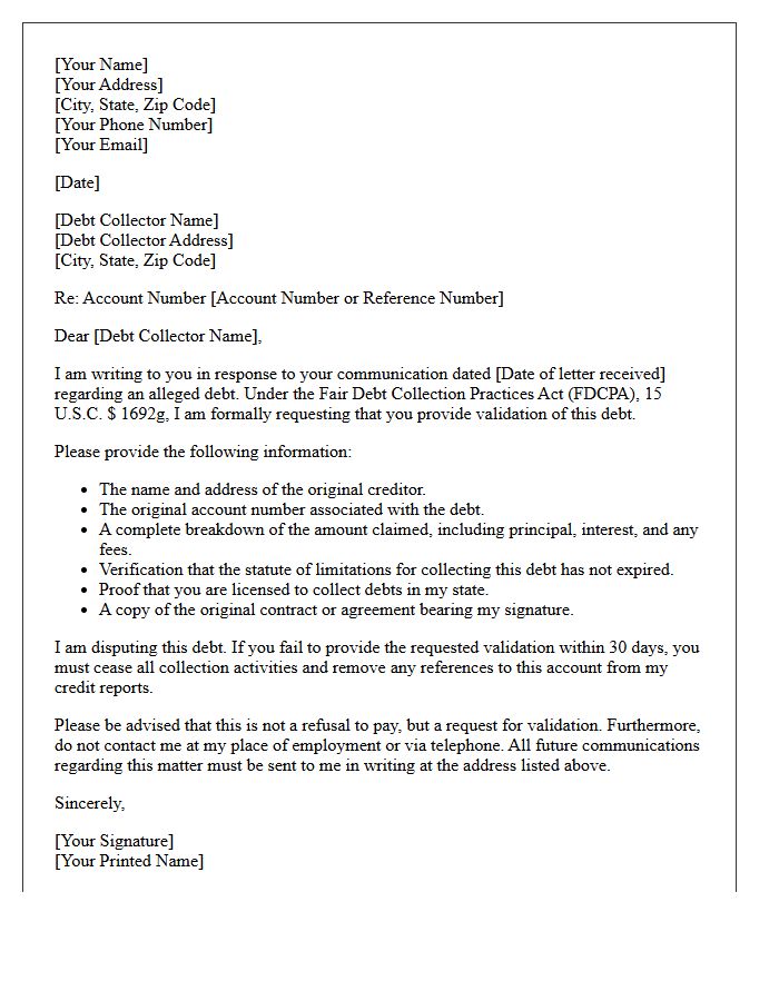 Initial Debt Validation Notice Letter