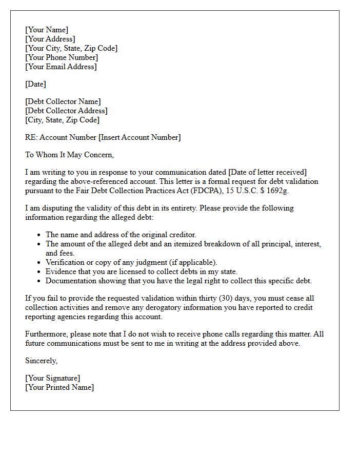 Initial Fair Debt Collection Practices Letter