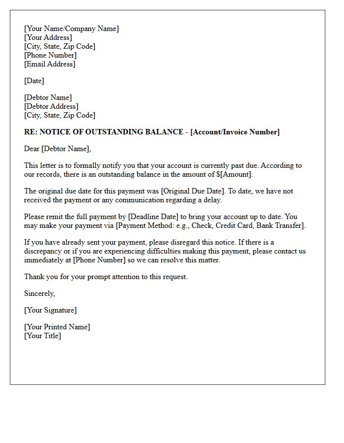 Outstanding Balance Initial Demand Letter