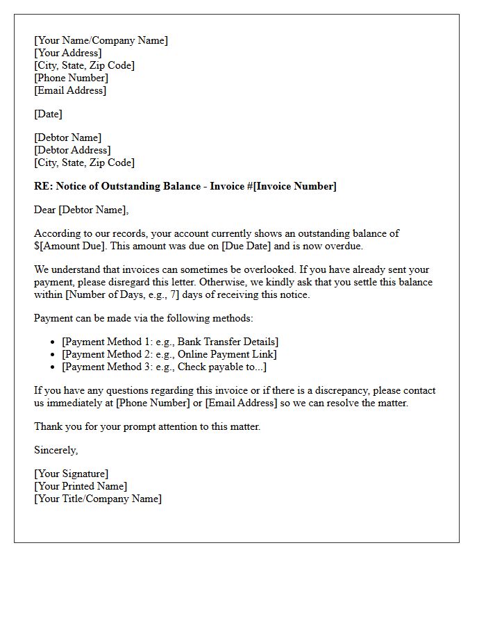 Standard First Attempt Debt Recovery Letter