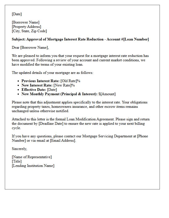 Letter of Approval for Mortgage Interest Rate Reduction