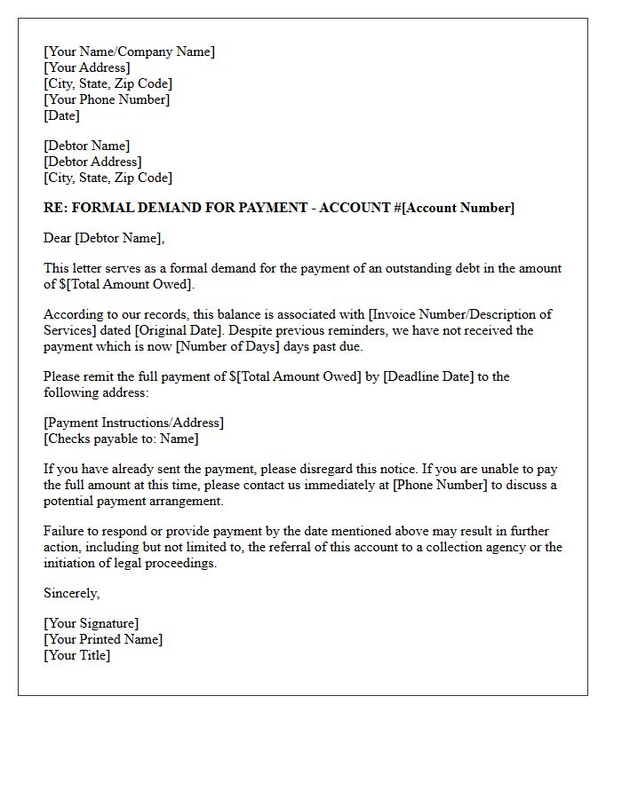 Outstanding Debt Collection Demand Letter