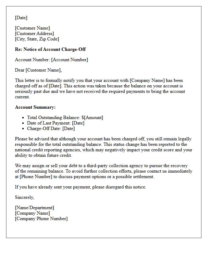 Account Charge-Off Notification Letter