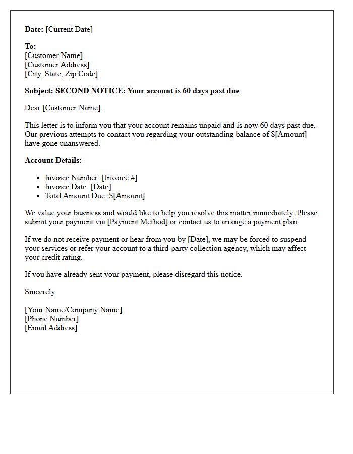 Sixty-Day Past Due Notice Letter