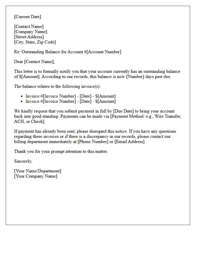 Commercial Account Outstanding Balance Notice Letter