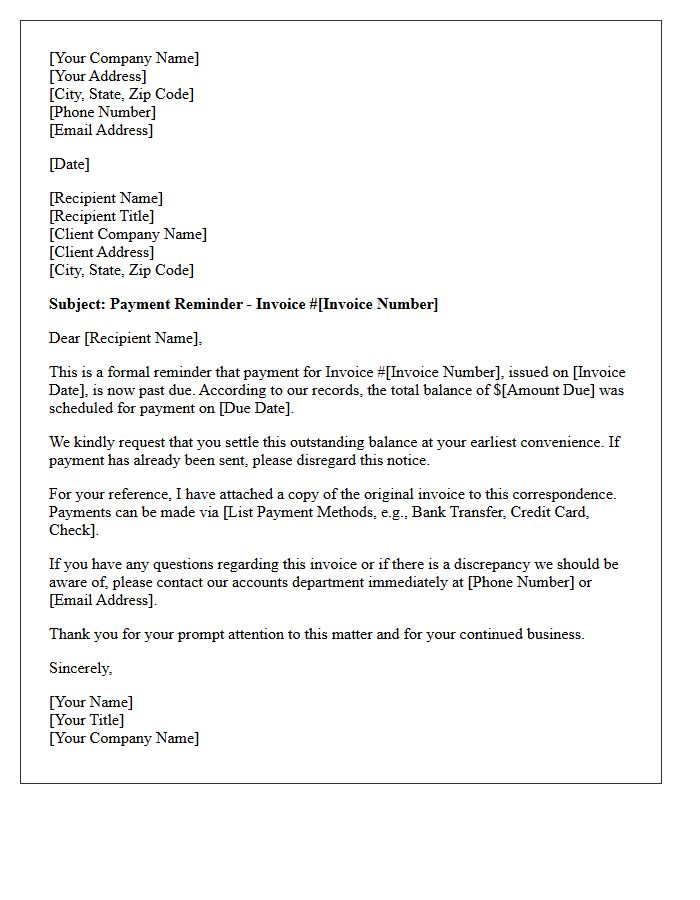 Commercial Past Due Payment Reminder Letter