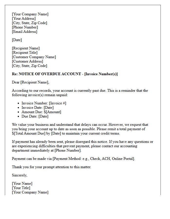 First Notice of Delinquent Commercial Account Letter