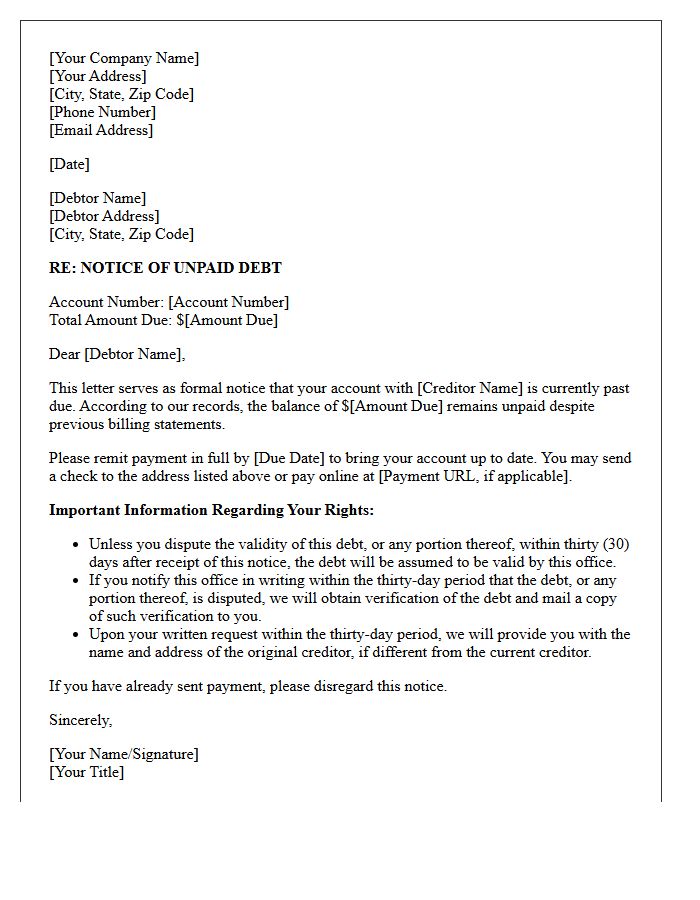 Initial Debt Collection First Notice Letter