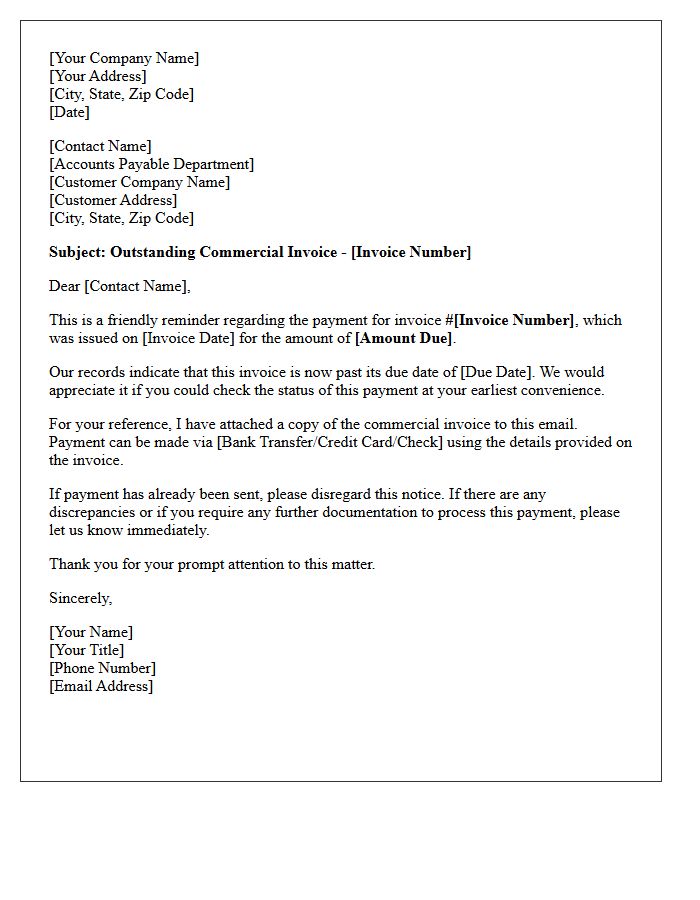Outstanding Commercial Invoice Initial Request Letter