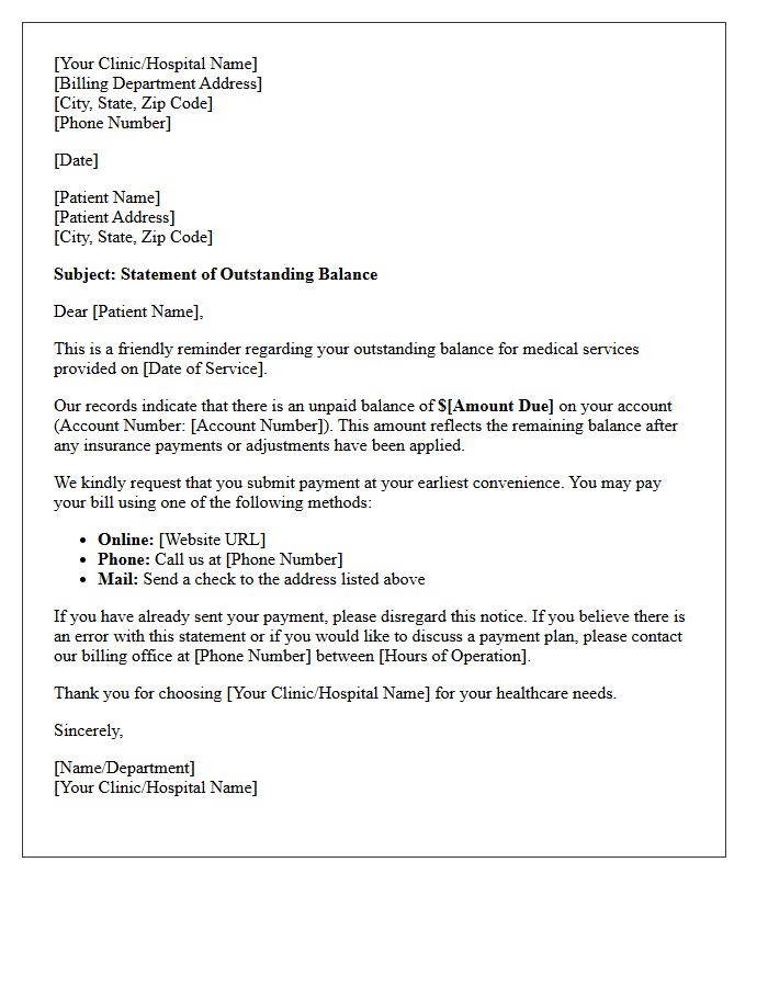 First Attempt Patient Medical Balance Letter