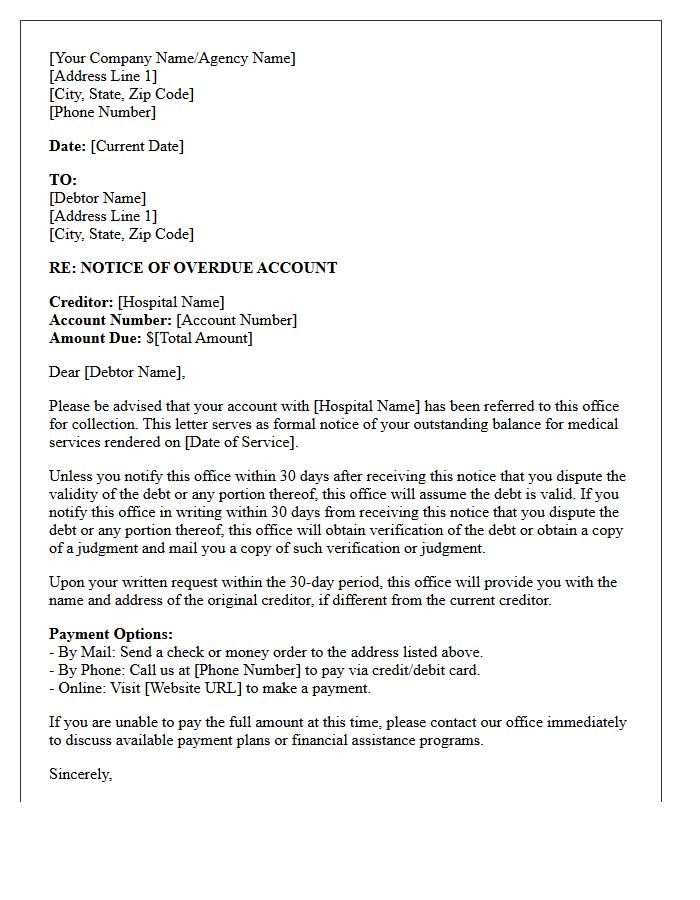 Hospital Bill Initial Debt Collection Letter