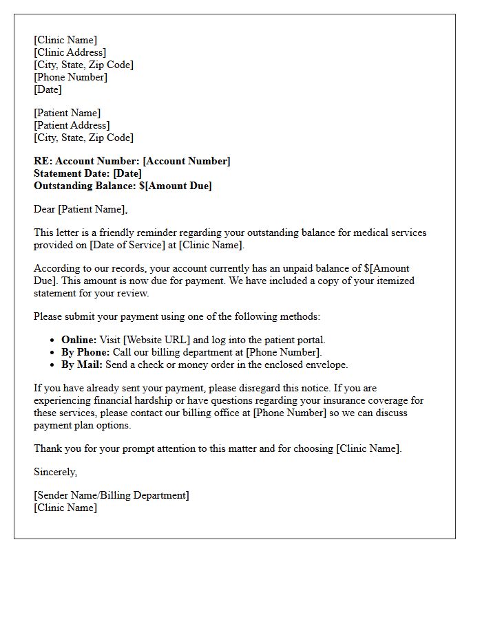 Initial Medical Clinic Payment Request Letter