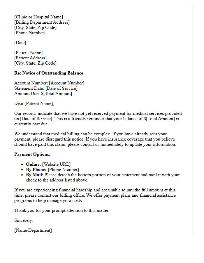 Initial Patient Medical Bill Collection Letter