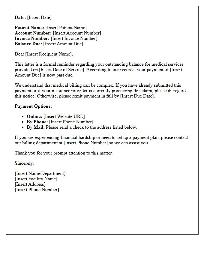 Outstanding Medical Invoice First Collection Letter