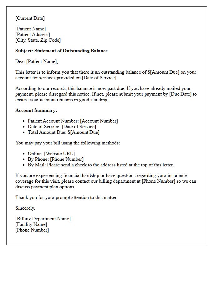 Patient Account Balance Initial Collection Letter