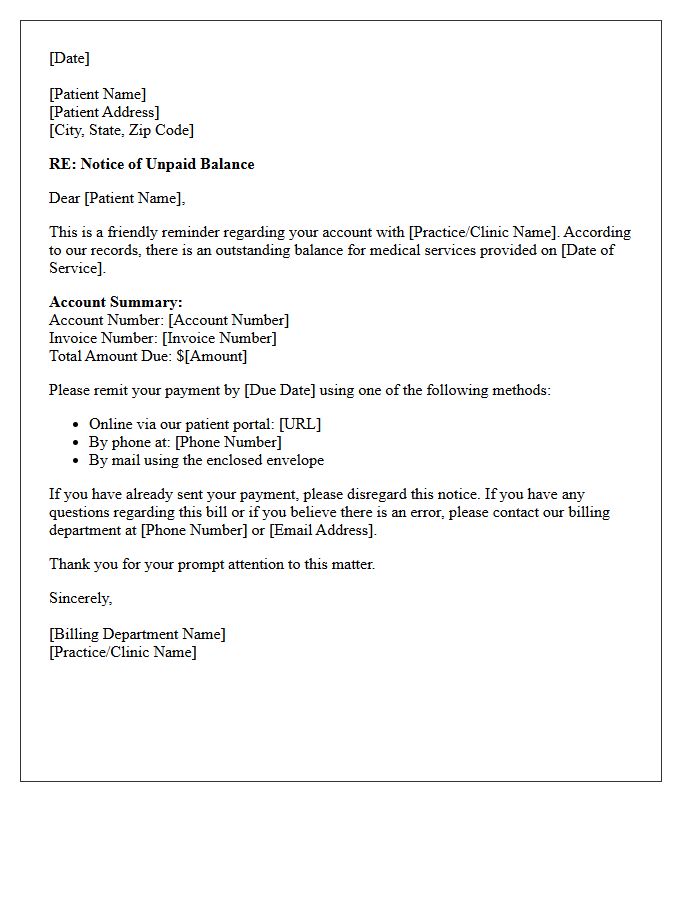 Patient Medical Services First Notice Letter