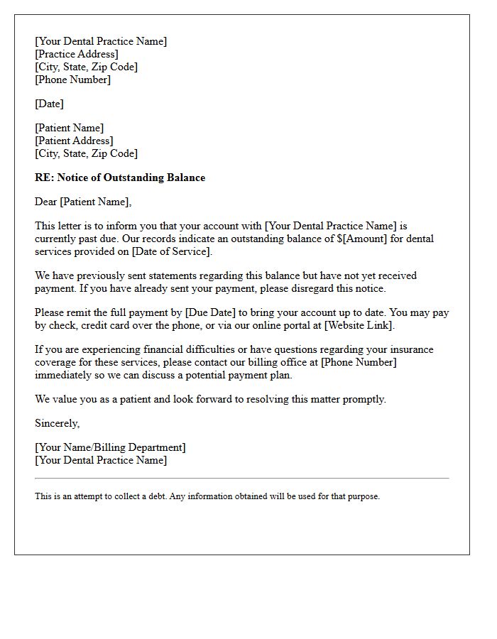 Initial Communication For Dental Debt Collection Letter