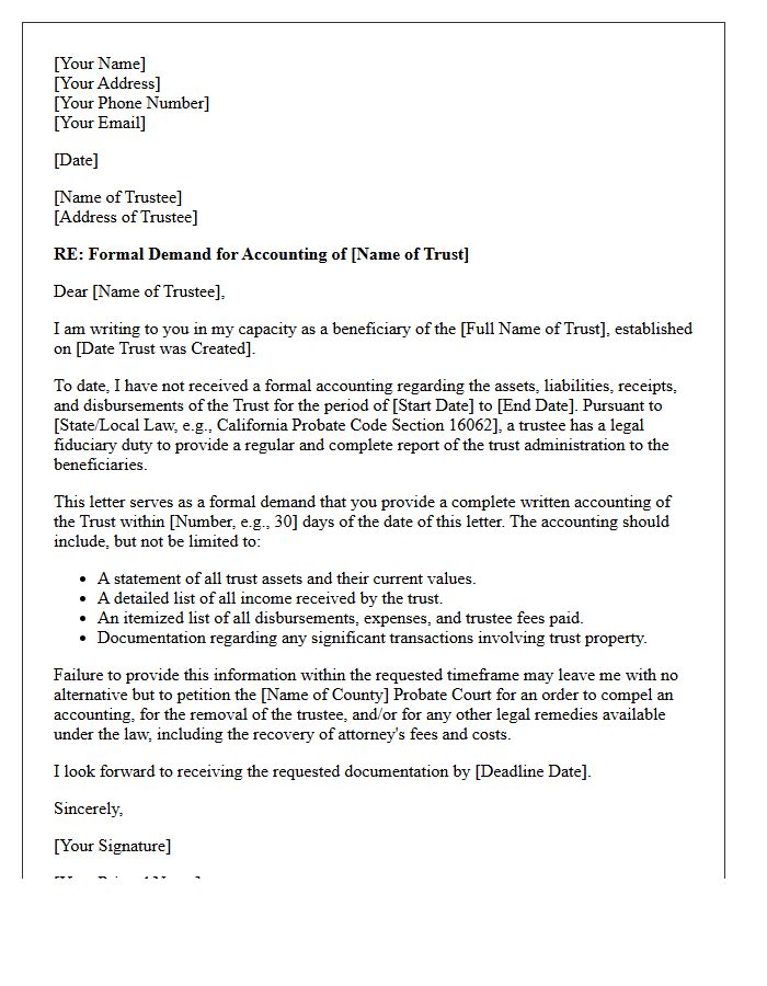 Demand Letter for Failure to Provide Trust Account Accounting