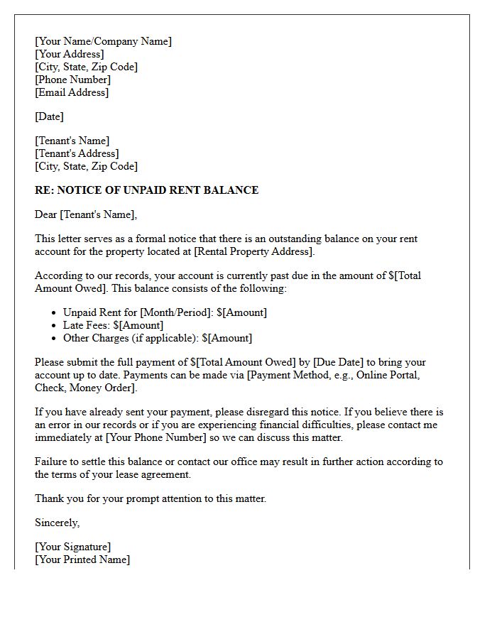 Late Rent Balance Initial Demand Letter