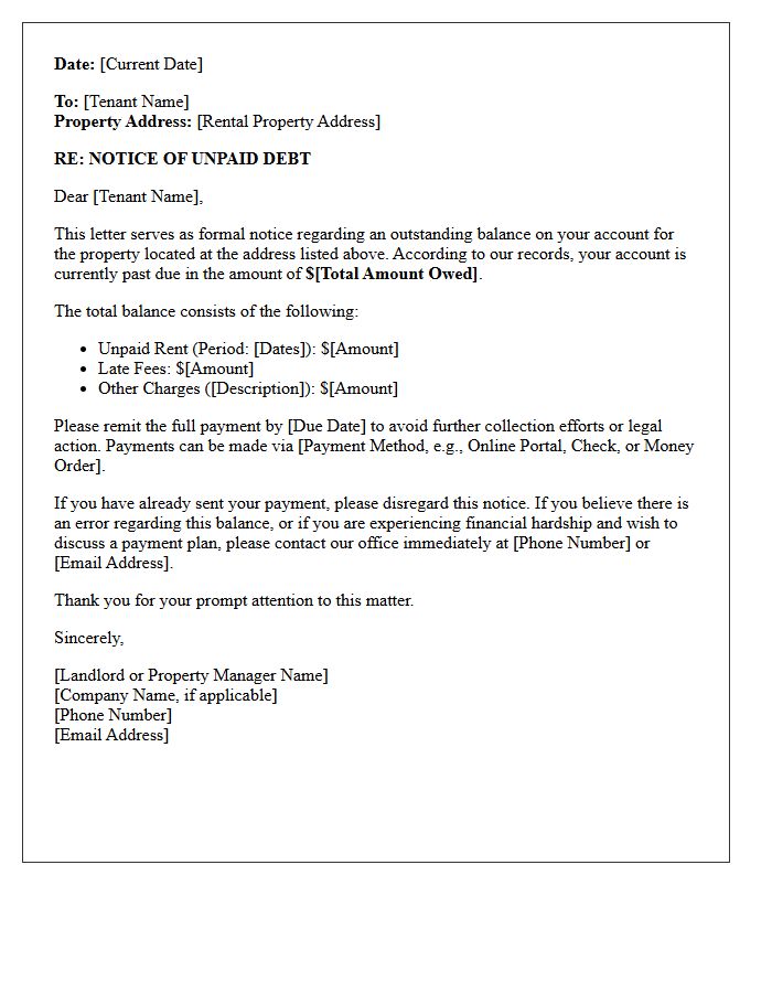 Residential Tenant Initial Debt Collection Letter