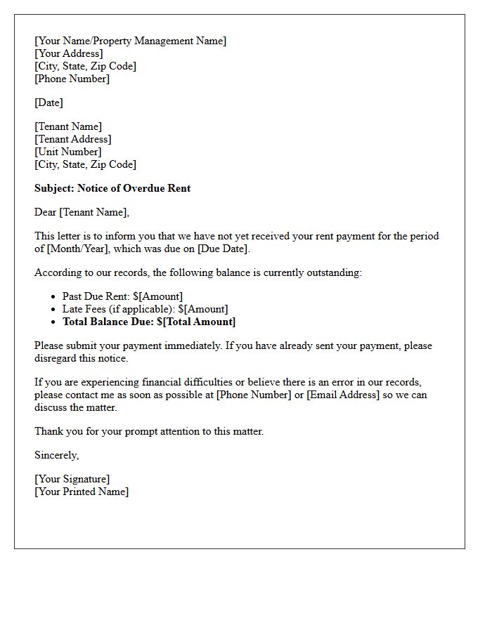 Tenant Overdue Rent Initial Collection Letter