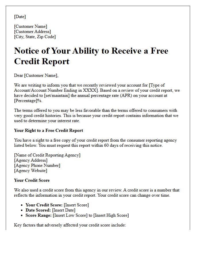 Account Review Risk-Based Pricing Notice Letter
