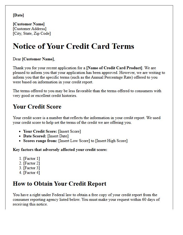 Credit Card Approval Risk-Based Pricing Notice Letter