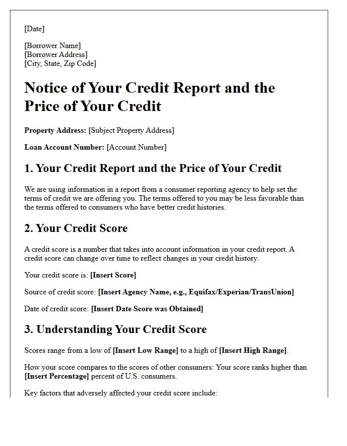 Mortgage Loan Risk-Based Pricing Notice Letter