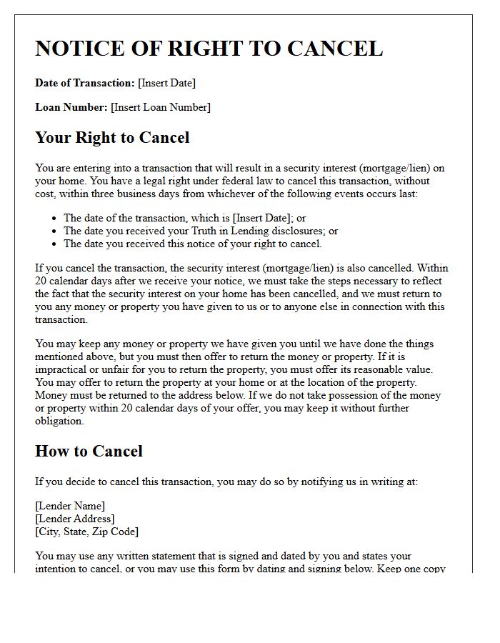 Notice of Right to Rescind Bridge Loan Letter